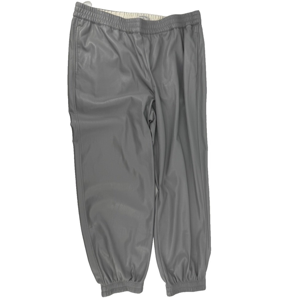 Babaton Aritzia Pants Women's 1X Faux Leather High Rise Gray Joggers Pull On